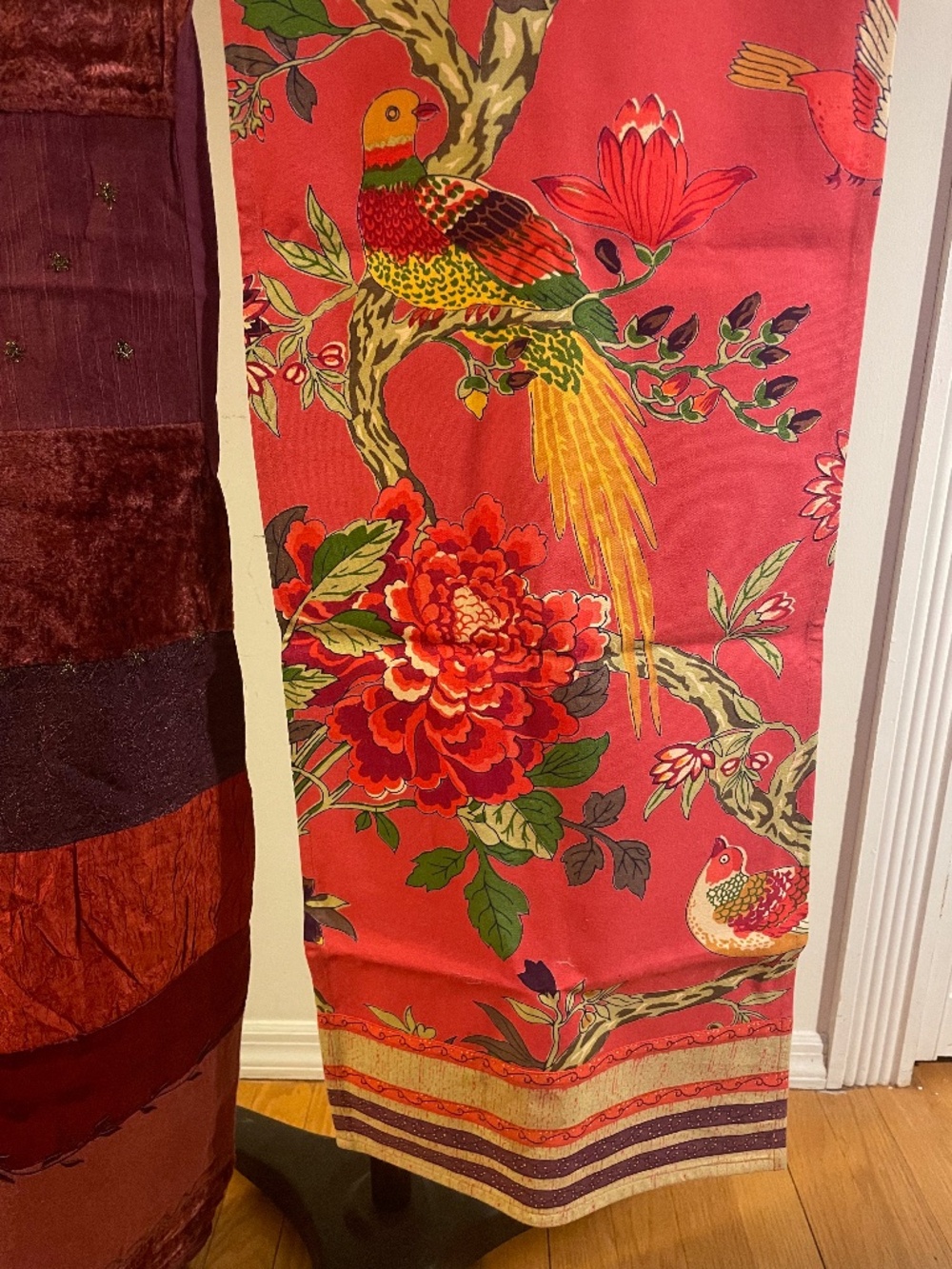 Colorful table runner with birds